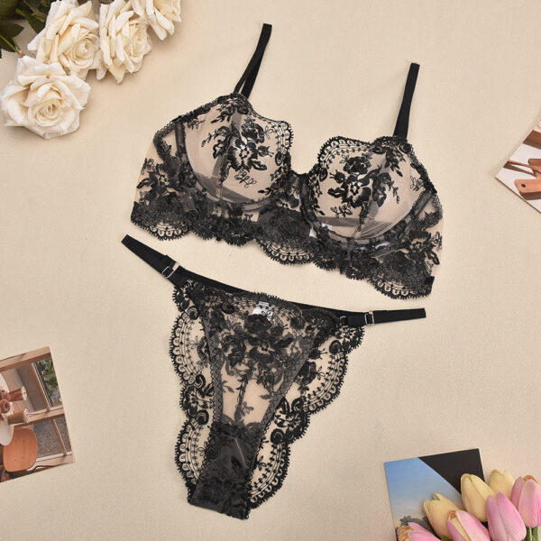 Sexy Mesh Embroidered Sexy Lingerie Suit Women - Image 5