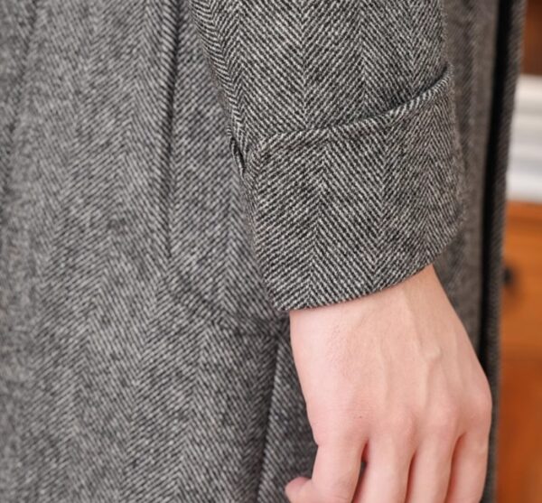 Wool Herringbone Italian Double-row Polo Coat - Image 4