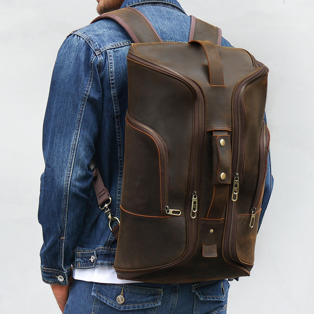 Men’s Fashion Top Layer Leather Backpackage