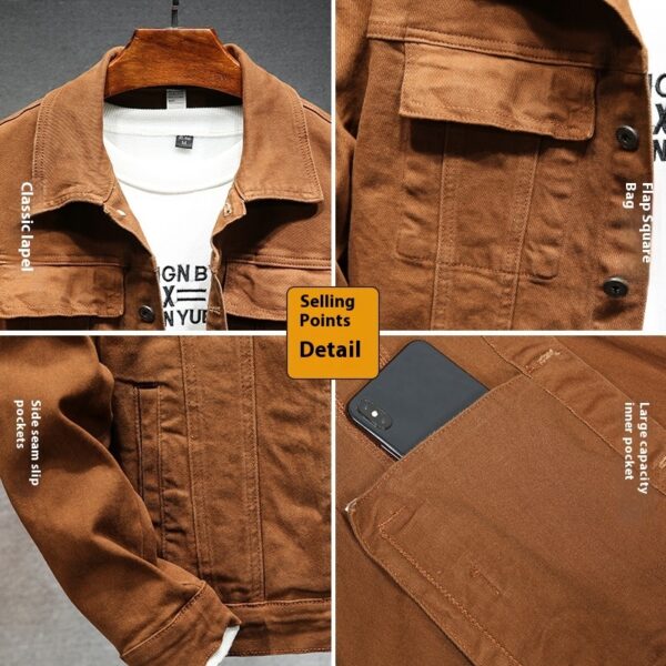 Handsome Korean Style Slim Fit Denim Coat For Men - Image 5