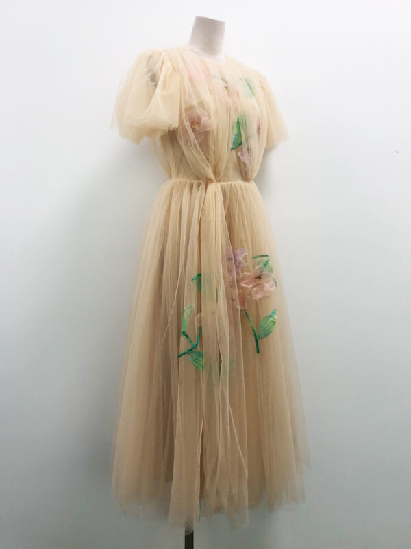 Designer Heavy Industry Net Yarn Hand-stitched Flower Fairy Dress - Image 3