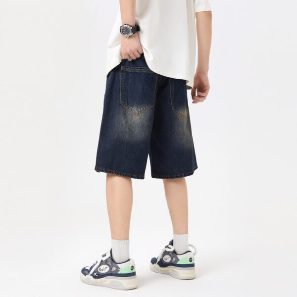 American-style Retro Washed Split Design Denim Shorts For Men - Image 5