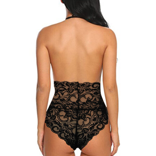 Sexy Lingerie Black High-Grade Lace Low-Cut Bodysuit - Image 2