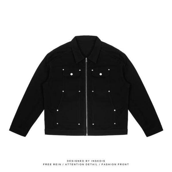 Autumn Retro American Washed Denim Jacket For Men - Image 4
