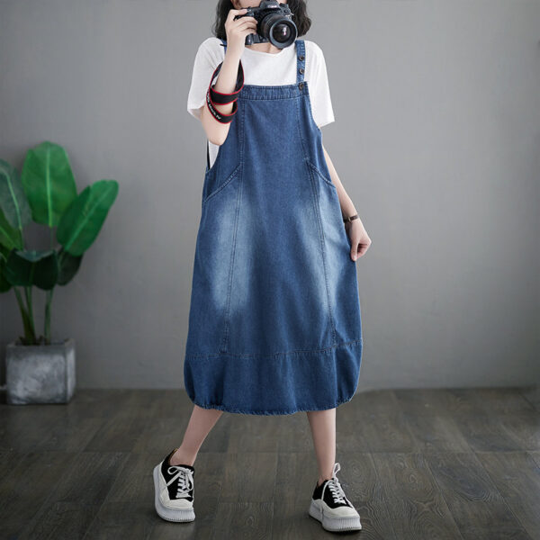 Fashion Loose Denim Strap Dress Women - Image 5