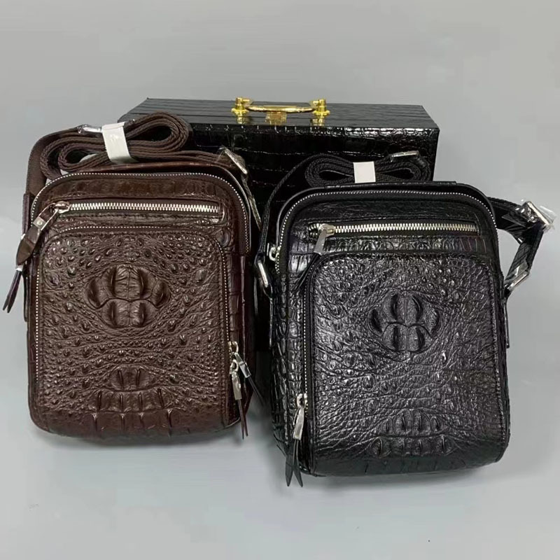 Crocodile Leather Men’s Casual All-matching Crossbody Bag
