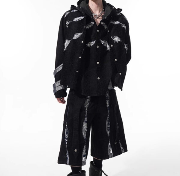 Cut Scratch Snake Print Hooded Jacket - Image 5
