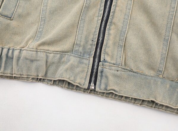 Loose Yellow Mud Color Denim Coat For Men - Image 2