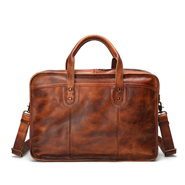 Large Capacity Multifunctional Vintage Leather Men's Briefcase - Image 4