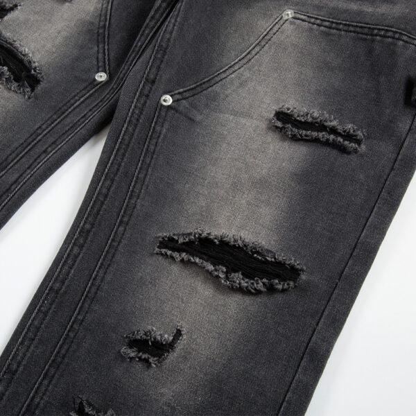 Punk Beggar Ripped Denim Straight-leg Trousers Men - Image 10