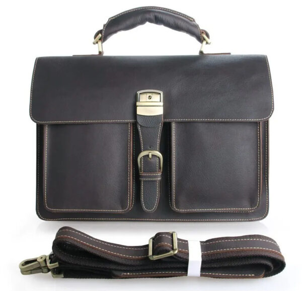 Leather Handbag Vintage Crazy Horse Leather Men's Briefcase - Image 3