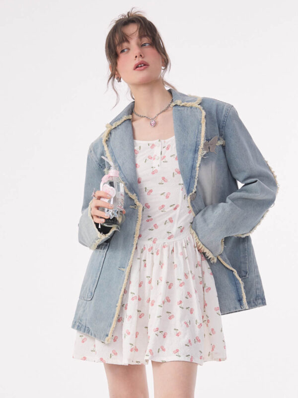 Casual Loose Denim Suit Jacket For Women - Image 9