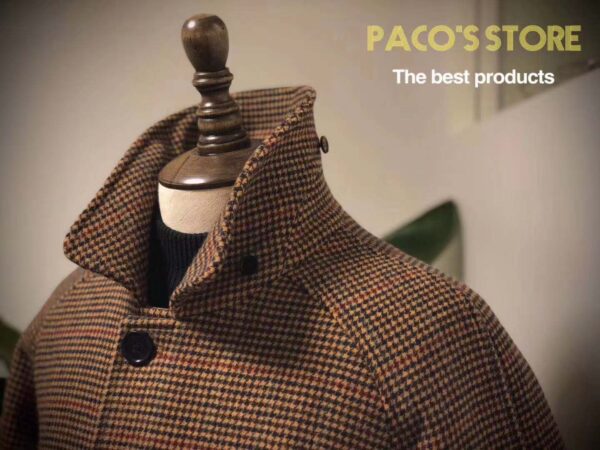 Vintage Gentleman Houndstooth Men's Clothing Woolen Coat - Image 4