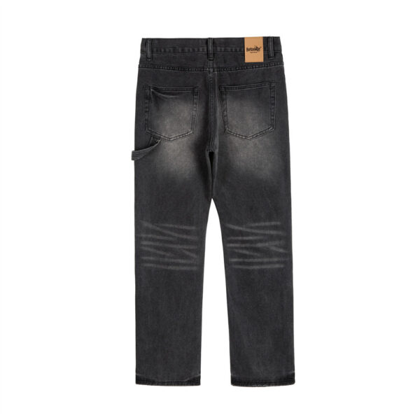 Punk Beggar Ripped Denim Straight-leg Trousers Men - Image 5