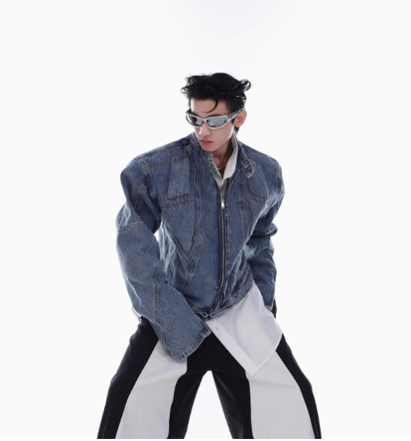 American Style Short Denim Coat For Men Spring And Autumn - Image 5