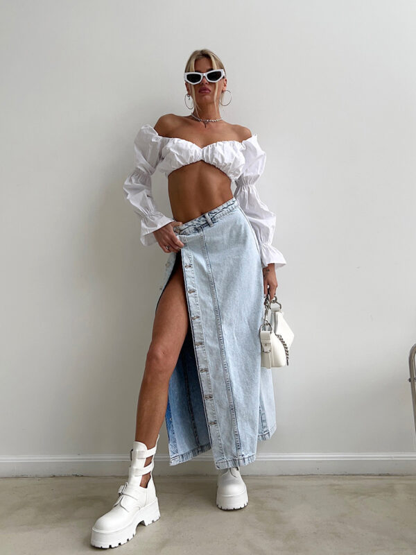 Retro Design Denim Skirt For Women - Image 9