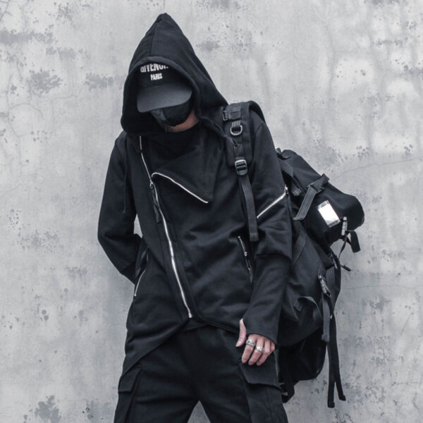 Dark Asymmetric Design Coat Gothic Trench Coat Men - Image 6