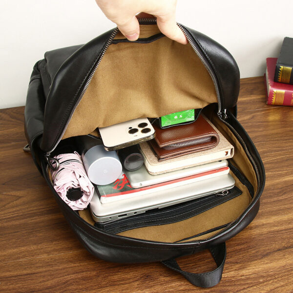 Men's Leather Large Capacity Business Trip Casual And Comfortable Backpack - Image 10