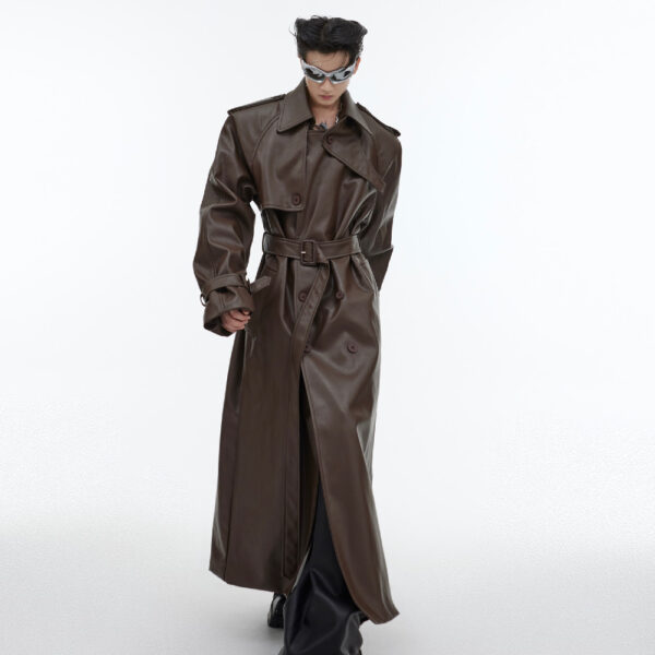 Italic Leather Coat Jacket Three-dimensional Splicing - Image 5