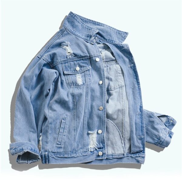 Denim, jacket male hip-hop style, men - Image 2