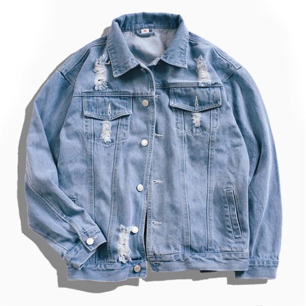 Denim, jacket male hip-hop style, men - Image 3