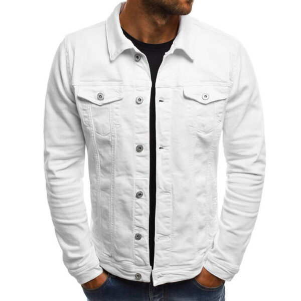 Casual Men Jacket Denim Button Shirt - Image 10