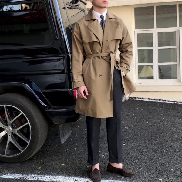Mid-length Trench Coat With Double-breasted Lapels - Image 4