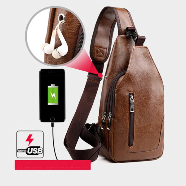 Luxury Brand Bag Leather Men Chest Bag - Image 9