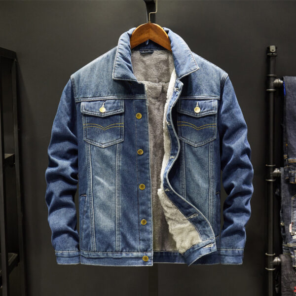 Denim Jacket Men Korean  Casual Jacket - Image 4