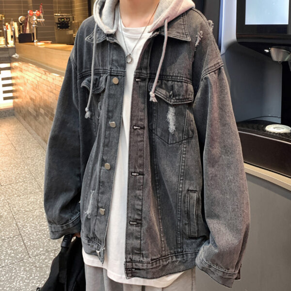 Autumn Creative Graffiti Print Denim Jacket Men - Image 4
