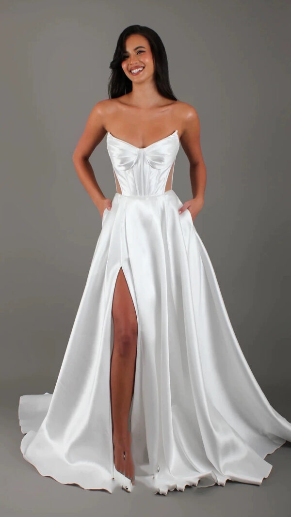White Slik Party Dress - Image 6