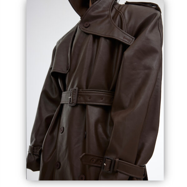 Italic Leather Coat Jacket Three-dimensional Splicing - Image 3