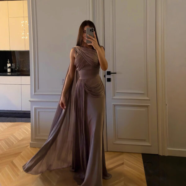 Pleated Ribbon Satin Party Dress