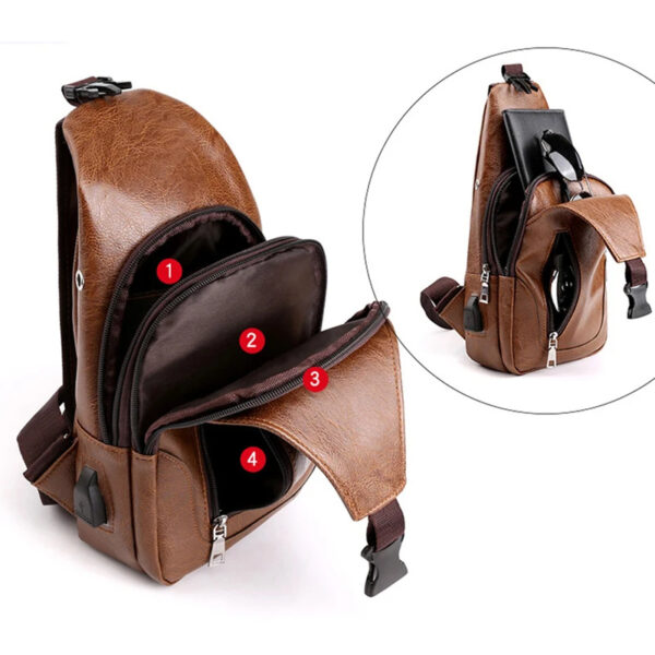 Luxury Brand Bag Leather Men Chest Bag - Image 2