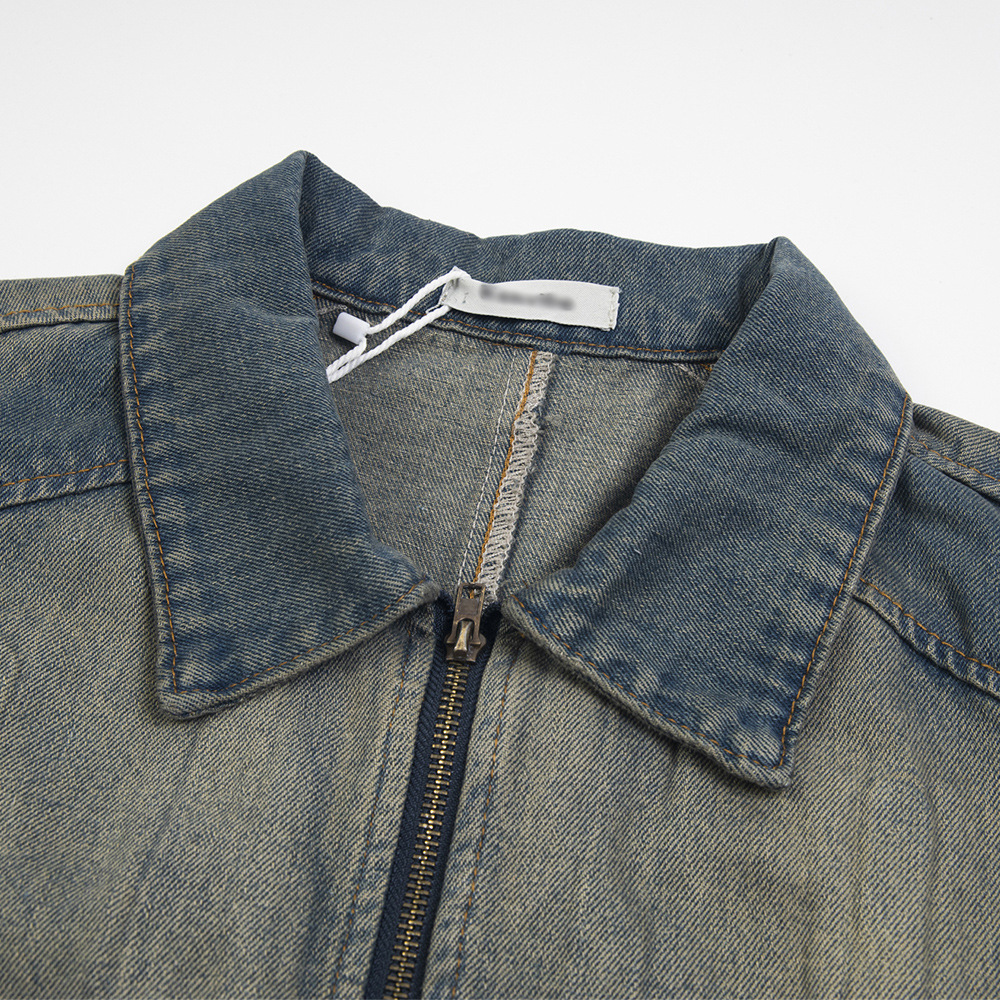 Punk Old Wash Denim Jacket Men - Image 3