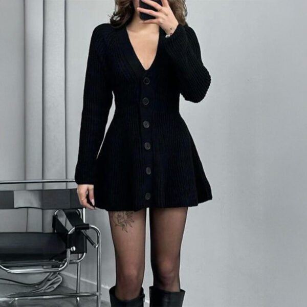 Casual Long Sleeve Dress Sweater Wool - Image 2