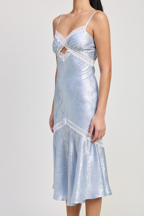 LACE TRIM MIDI SLIP DRESS