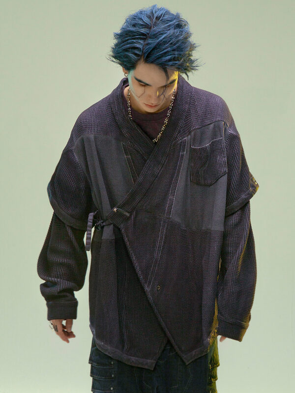 Men's  Fashion Dyed Washed Hanfu Cardigan - Image 2