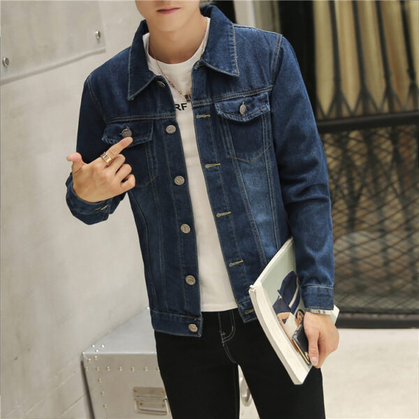 New men's denim jacket with holes for young men - Image 2