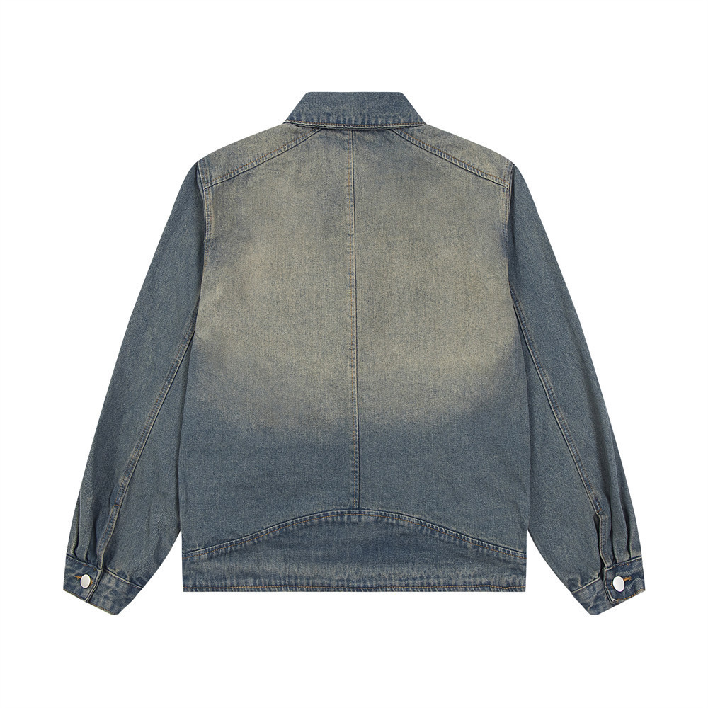 Punk Old Wash Denim Jacket Men - Image 2