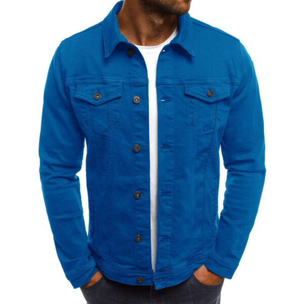 Casual Men Jacket Denim Button Shirt - Image 7