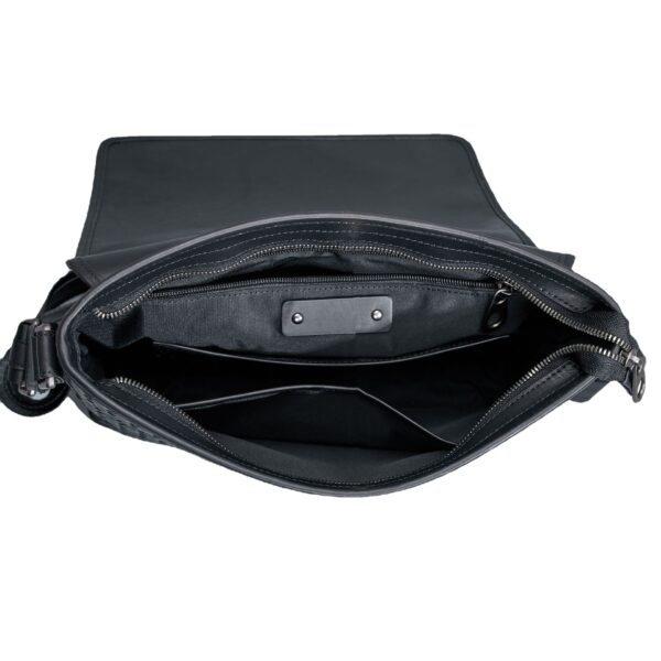 Men's Business Casual Leather Woven Messenger Bag - Image 4