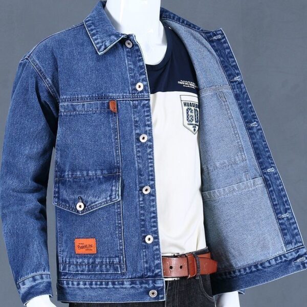 Denim Loose Jacket Top Denim Short Gown Men - Image 9