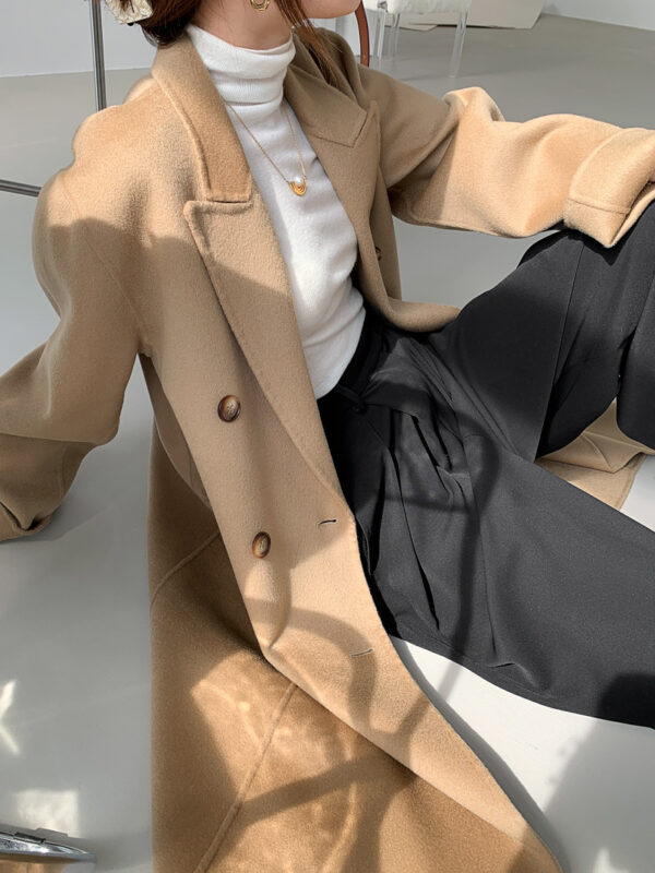 Elegant Vintage Mid Length Suit Collar Double Breasted Double Sided - Image 3