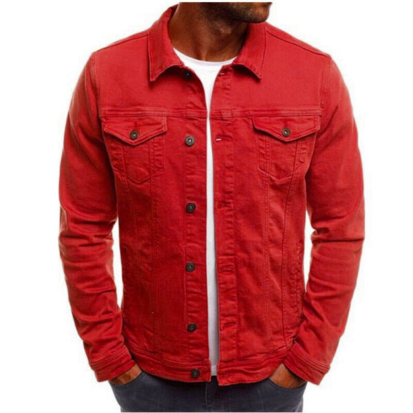 Casual Men Jacket Denim Button Shirt - Image 5