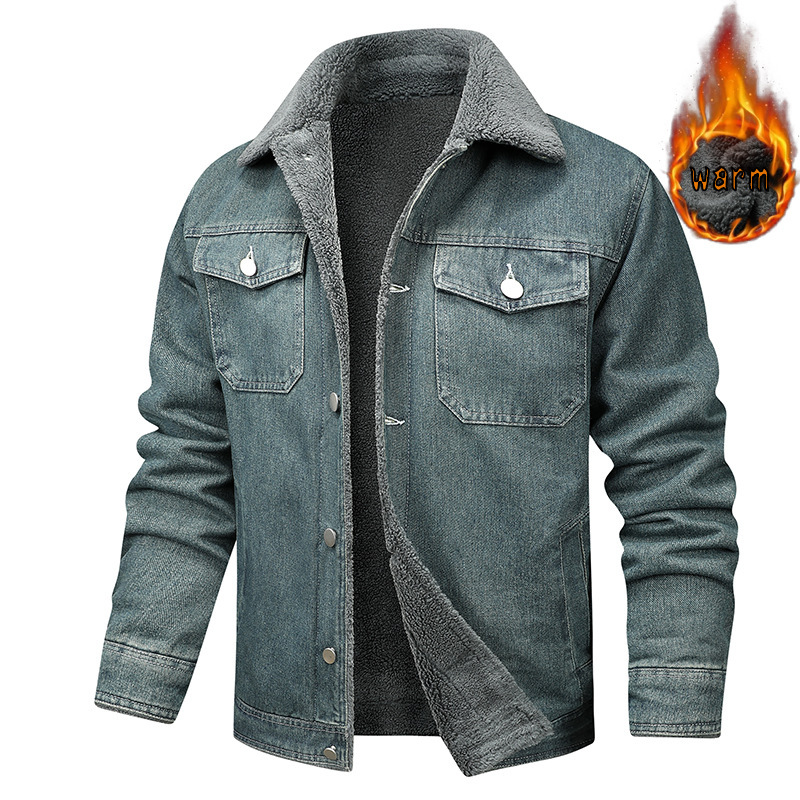 Denim Coat Fleece-lined Men Fashion Brands Jacket - Image 2