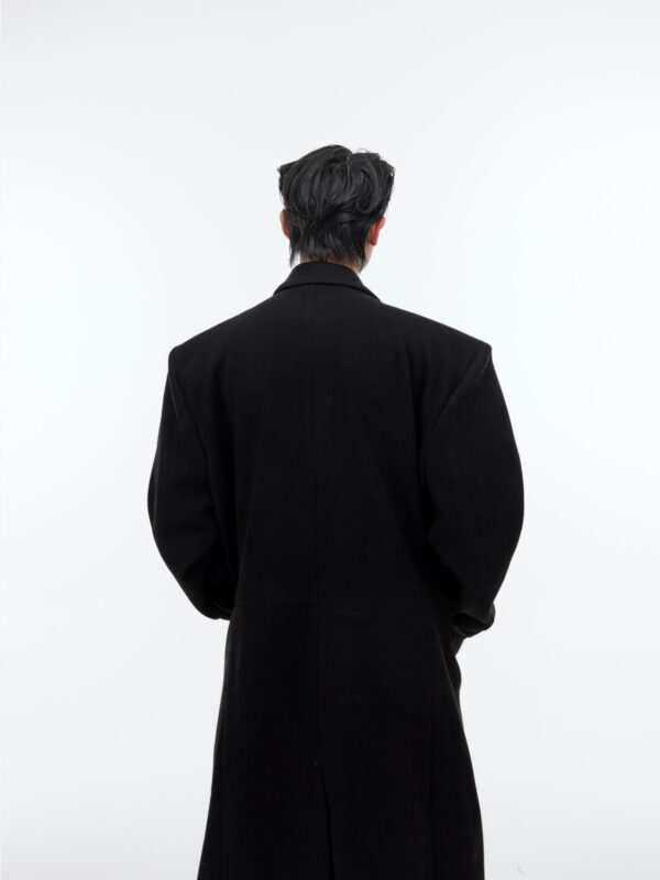 Three Dimensional Shoulder Pad Woolen Long Coat - Image 3