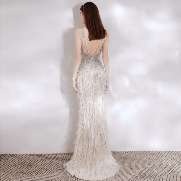 Women's Feather High End Evening Dress - Image 2