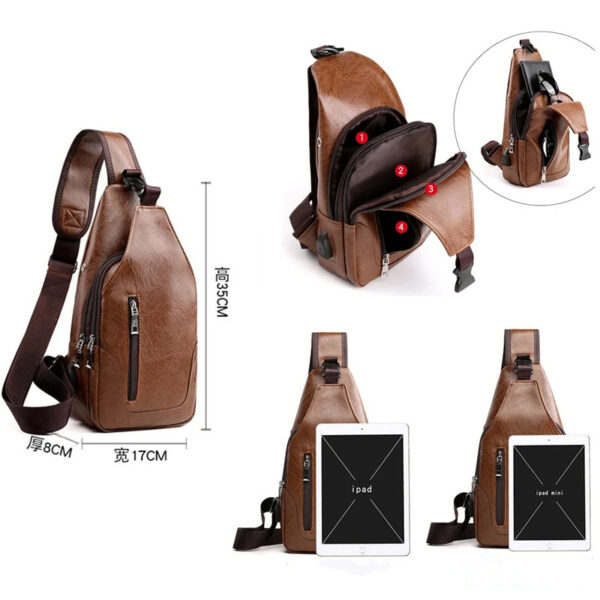 Luxury Brand Bag Leather Men Chest Bag - Image 7