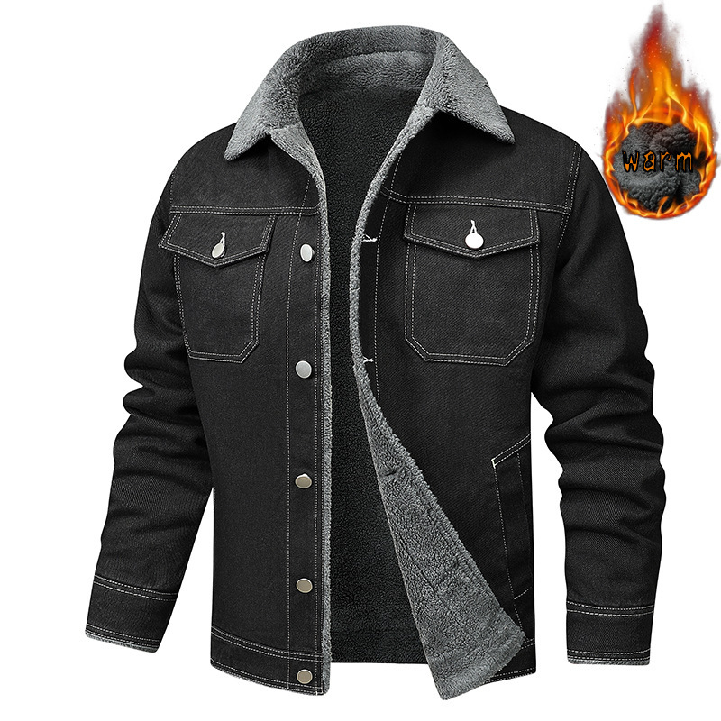 Denim Coat Fleece-lined Men Fashion Brands Jacket - Image 8